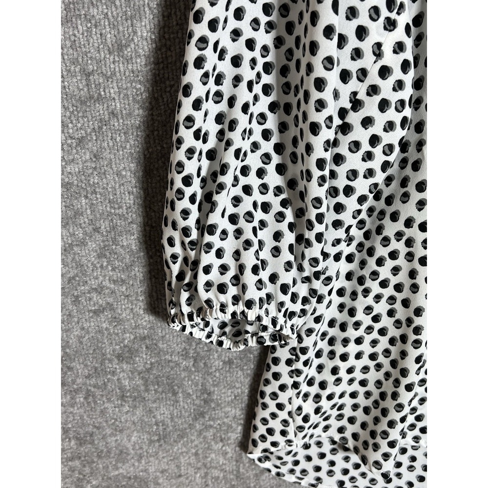 Adrianna Papell Blouse Top  Womens Sz 1X White Gray Black Geo Dot 3/4 Sleeve New - Picture 6 of 8